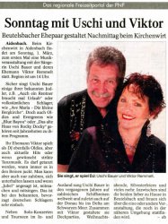 Uschi Bauer- Konzert in Aidenbach
PnP - Vilshofener Anzeiger v. 23.2.2015